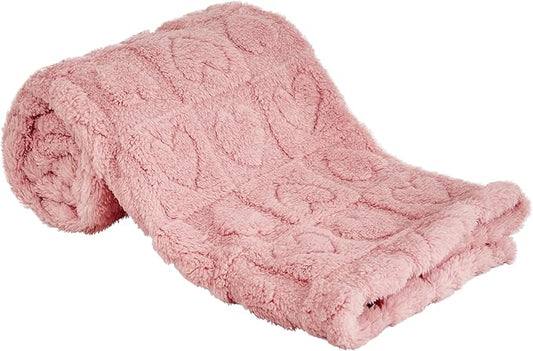 Fleece Baby Blanket Heart Checkered Blanket, Ultra Soft Cozy Baby Blankets for Girls Boys, Fluffy Infant Toddler Newborn Receiving Blankets for Crib Stroller 30”×40” (Dark Pink)
