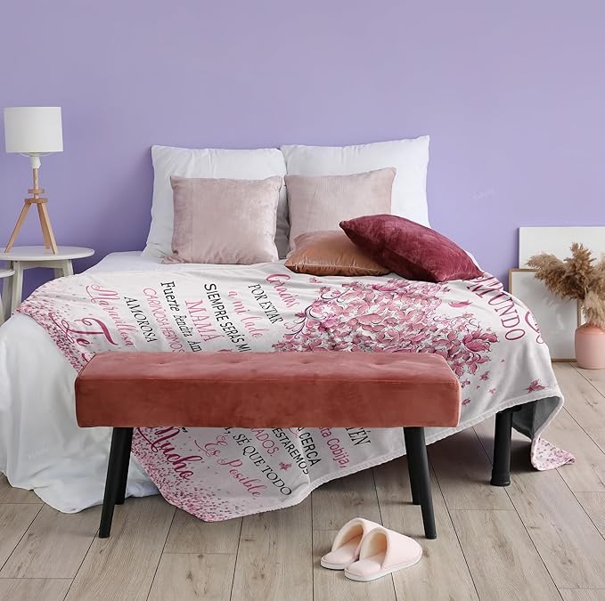 Regalos para Mamá, Mexican Mom Gifts, Regalos para Mama en Español, Gifts for Mom in Spanish, The Best Mom Gifts Blanket 50"x60", Mom Birthday Gifts, Mama Gifts, Mom Gifts from Daughters/Son
