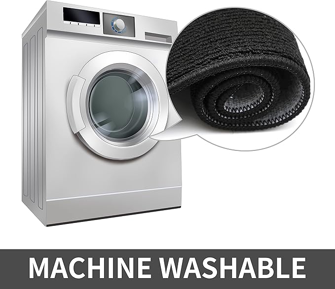 COSY HOMEER 24X60 Inch Kitchen Rug Mats Made of 100% Polypropylene Strip TPR Backing Soft Kitchen Mat Specialized in Anti Slippery and Machine Washable,for Kitchen, Floor,Black