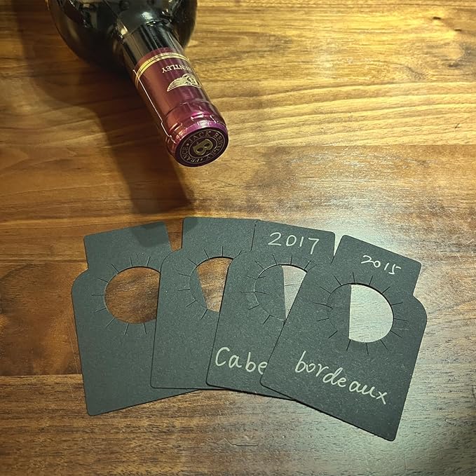 Wine Bottle Tags for Cellar Collection, Champagne,Hanging Labels for Name,Year,Tasting Notes (200Pack-Kraft and Black)
