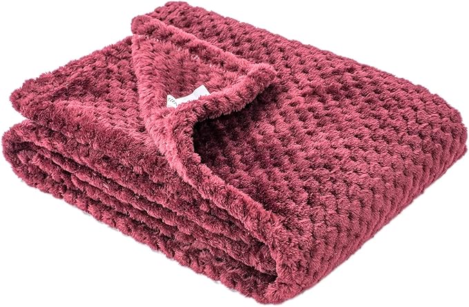 Fuzzy Blanket or Fluffy Blanket for Baby, Soft Warm Cozy Coral Fleece Toddler, Infant or Newborn Receiving Blanket for Crib, Stroller, Travel, Decorative (28Wx40L, XS-Coral Red)