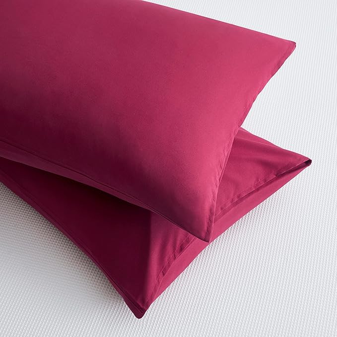 Toddler Pillow Cases Set of 2 Microfiber Travel Pillow Cases 14x20 Wine Red Pillow Covers Small Pillowcase Envelope Style