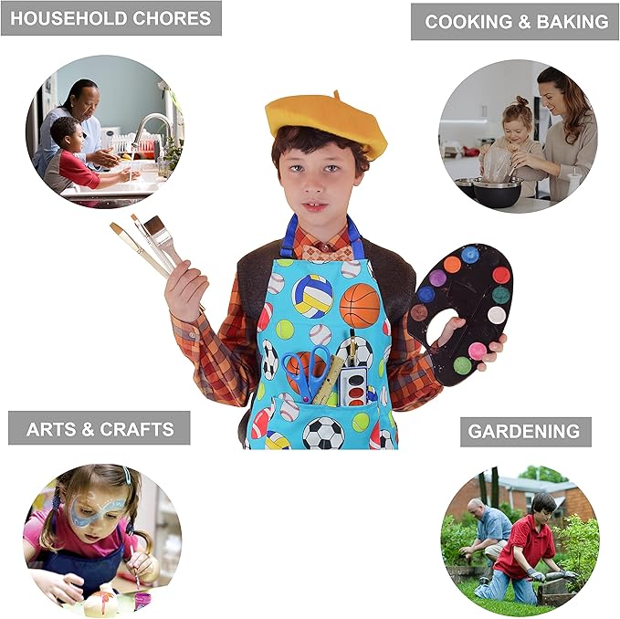Kids Apron - cooking, gardening, artist, painting, cleaning, baking, pottery, chef, kitchen - gift boys, girls