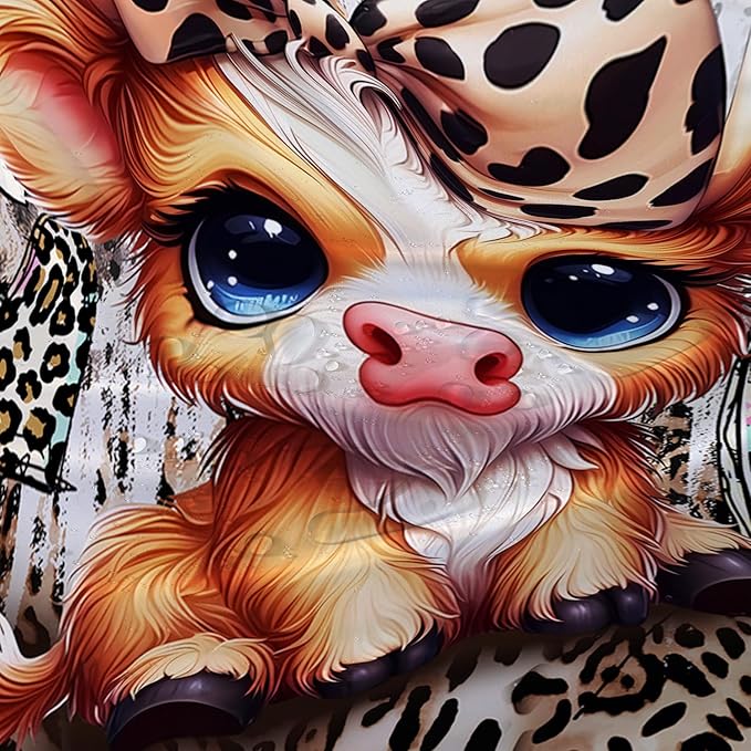 AILONEN Cartoon Yak Shower Curtain Set, Kids Leopard Print Love Yak Waterproof Fabric Shower Curtain for Bathroom Decor,Bow Tie Yak Cloth Bath Curtain Set with Plastic Hooks,48" Wx72 H