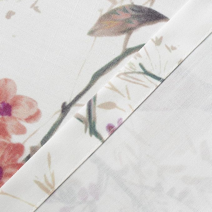 Leeva Farmhouse Linen Textured Kitchen Tiers, Vivid Purple Bird Print Short Window Curtains for Living Room Bathroom Cafe, Rod Pocket Home Decor Drapes, 2 Panels Pair, 29 x 30 Inches