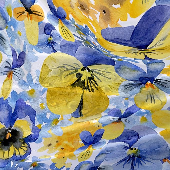 AILONEN Watercolor Flowers Shower Curtain,Purple and Yellow Flowers Theme Waterproof Fabric Shower Curtain for Girls Kids Teens, 48" W*72" H Patchwork Flower Shower Curtain Sets