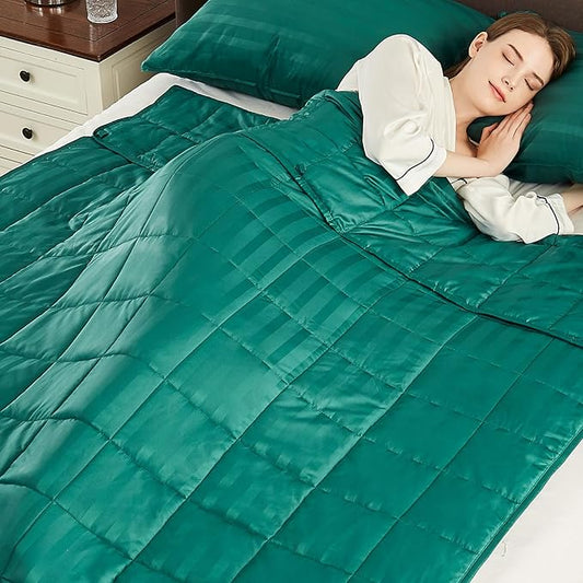 Weighted Blanket(36"x48" 3lbs) Weighted Blanket Cooling Blanket for Sleeping,Throw Size Breathable Blanket with Premium Glass Bead(Dark Green)