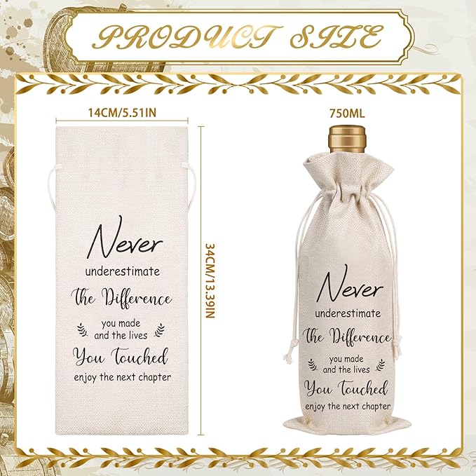 Wxiben New Chapter Wine Bag Gifts New Beginning Gifts for Women Going Away Gift for Coworkers New Teacher Gift New Business Owner Gifts Moving Away New Job Farewell Gift for Friends Colleague