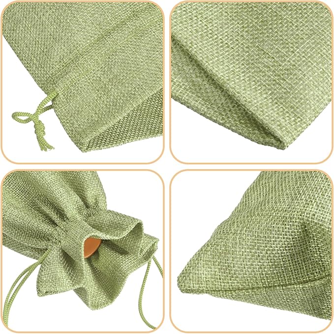uxcell Burlap Wine Bags with Drawstrings, 12Pcs Wine Gift Bags Reusable Wine Bottle Bags with Ropes and Tags for Wedding, Birthday, Travel (14 x 6.3 In, Green)