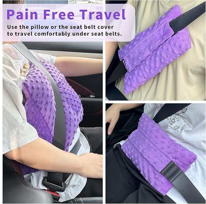 Post Mastectomy Pillow-Breast Cancer Surgery, Breast Reduction&Augmentation Patients AfterMastectomy Recovery Must Haves Breast pillow with Seatbelt Protection&shower Lanyard-Surgery Gift(Lavender)
