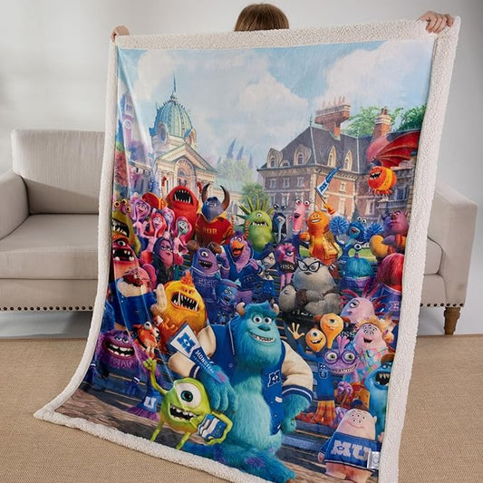 COSUSKET Throw Blanket, Kids Sulley Sullivan Sherpa Super Soft Fuzzy Plush Blanket Mike Wazowski 50 x 60 Inches Boys Girls Gifts