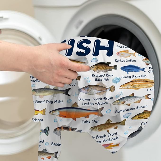 Fish Throw Blanket,Types of Fish Blanket Fish Blanket Gifts,Ultra Soft Lightweight Flannel Blankets Warm Fuzzy Cozy Plush Blankets for Couch Sofa Bed Living Room,Queen Size-60"x80"