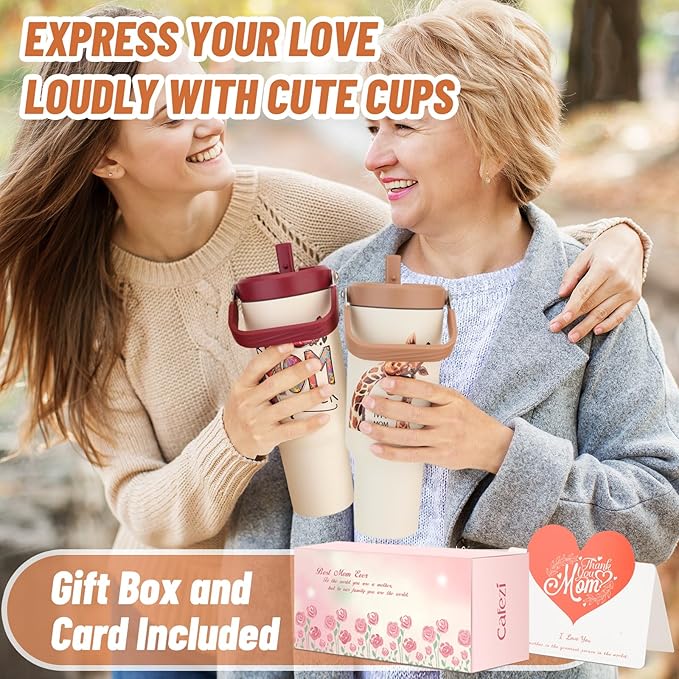 Gifts for Mom, Mothers Day Gifts for Mom from Daughter or Son - Birthday Gifts, Christmas Gifts, Mom Gifts for Mothers Day - 40 oz Tumbler with Lid and Straw (Swans)