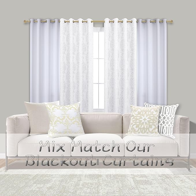 Mrs.Naturall White Curtains 84 Inches Long,Room Darkening Semi Blackout Curtains for Bedroom Living Room,52 by Size 84 Length