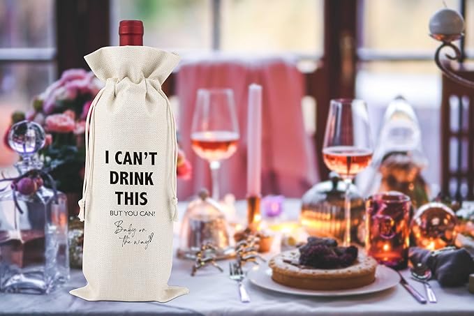 Gender Neutral Pregnancy Announcement Wine Bags,Baby Announcement,Baby Announcements Ideas,Pregnancy Announcement for Dad,Pregnancy Keepsake,New Dad Gift,Reusable Wine Bags With Drawstring,L28