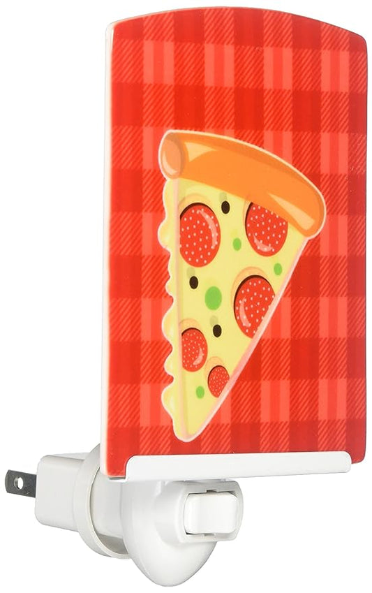 Caroline's Treasures BB7057CNL Slice of Pizza Ceramic Night Light Compact, UL-Certified, Ideal for Bedroom, Bathroom, Nursery, Hallway, Kitchen, 6x4x3, Multicolor