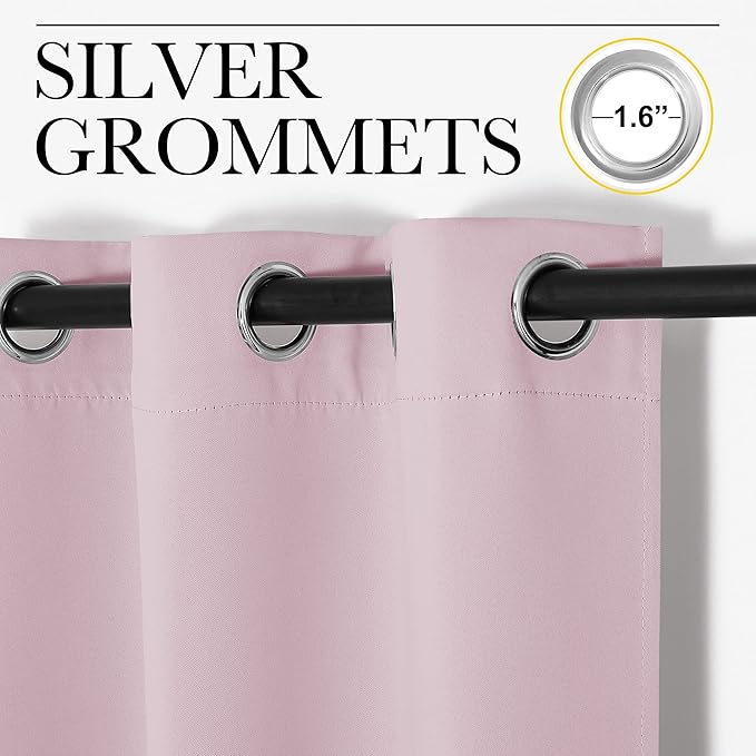 NICETOWN Blackout Curtain Panels for Girls Room, Nursery Essential Thermal Insulated Solid Grommet Top Blackout Drapes (Lavender Pink, 1 Pair, 55 x 68 inches)