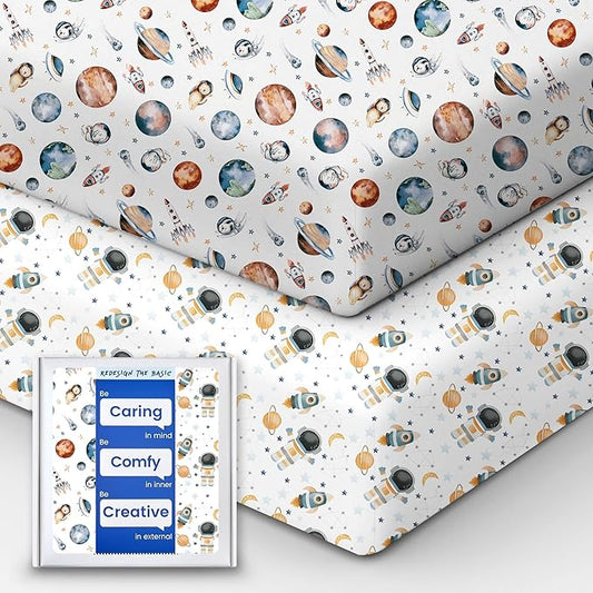 Premium Fitted Baby Boy Crib Sheets for Standard Crib Mattress - Ultra-Soft Jersey Knit Crib Mattress Sheet, Safe and Snug, Durable, Stylish Crib Sheet, 28''x52''x9'' Extra Deep Pocket