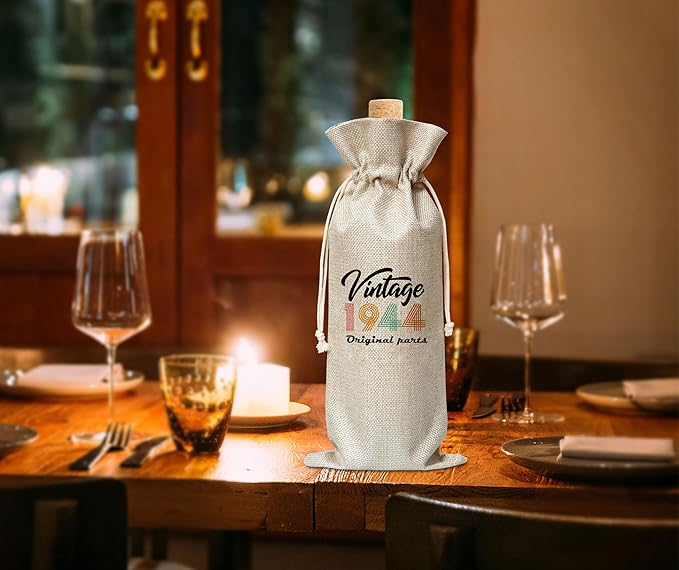 Tedea 80th Birthday Wine Gift Bag, Retro Vintage Back In 1944 Birthday Gift Wine Bag For Women Men, Best Friend, Coworker, Birthday Party Decorations, 1 Pc Wine Bag (G10)