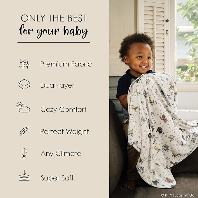 Milk Snob Star Wars Precious Padawans Baby Boy and Girl Swaddle Blanket, Soft Receiving, Security Bed and Play Blanket, Toddler and Infant Baby Bedding Registry and Shower Gifts, Newborn Essentials