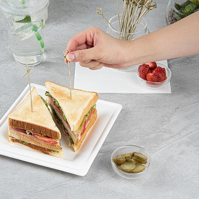 Restaurantware 6 Inch Twisted Bamboo Skewers 1000 Sturdy Disposable Bamboo Food Picks - Sturdy Looped Knot Bamboo Appetizer Picks Sustainable For Serving Appetizers and Cocktail Garnishes