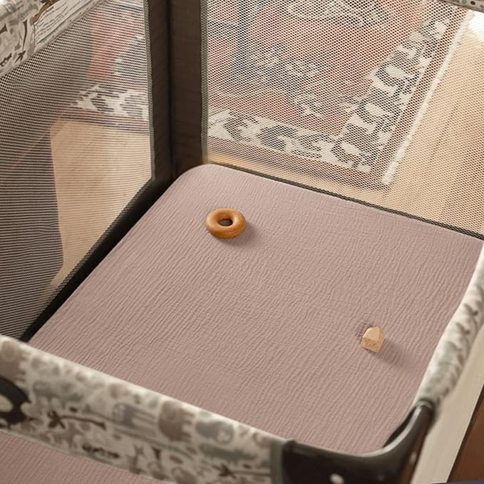 Mini Crib Sheets Muslin: Pack and Play Sheets for Boys and Girls - Cotton Fitted Crib Sheet for Pack N Play Mattress and Playard 2Pack 24"x38"