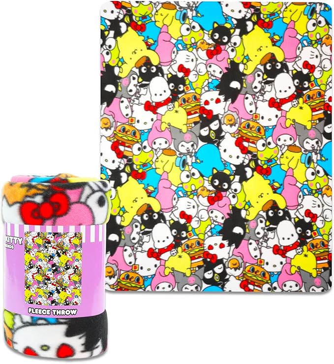 Hello Kitty and Friends Fleece Blanket Set for Kids - Bundle with Hello Kitty 45x60 Blanket, Tattoos, Activity Book, More | Hello Kitty Throw Blanket for Boys, Girls (Hello Kitty Gift Set)