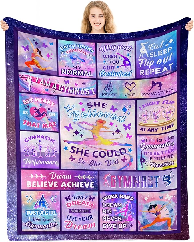Gymnastics Blanket, Gymnastics Gifts for Girls, Gymnastics Stuff, Gymnastics Gifts, Gymnastics Blankets, Gymnastics Stuff for Girls, Gifts for Gymnasts Girls on Christmas Birthday 50x60 in