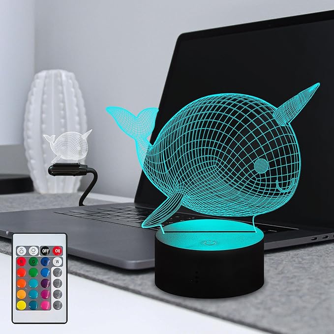 Whale LED Night Light 16 Color Change Touch Remote Control USB Charge Portable Lamp for Living Room Nursery Lamp Whale Animal lamp Decor