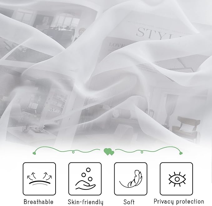 KGORGE Canopy Bed Sheer Curtains for Queen/King/Twin/Full Size, 8 Panels for Girls Boys Adults Bed, Home Bedroom Decor (White, 45 inch Width X 72 inch Length)