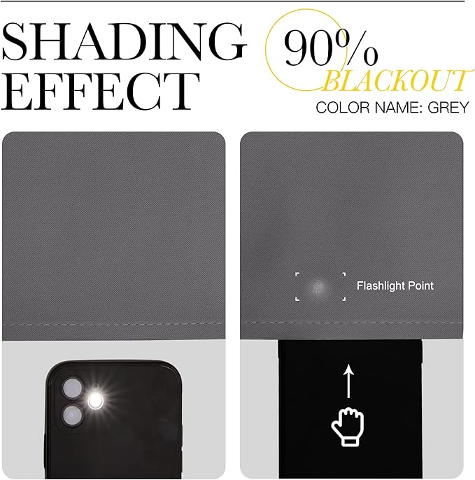 NICETOWN Grey Blackout Curtain Panels for Bedroom, Thermal Insulated Grommet Top Blackout Draperies and Drapes for Basement (2 Panels, W34 x L45-inch, Grey)