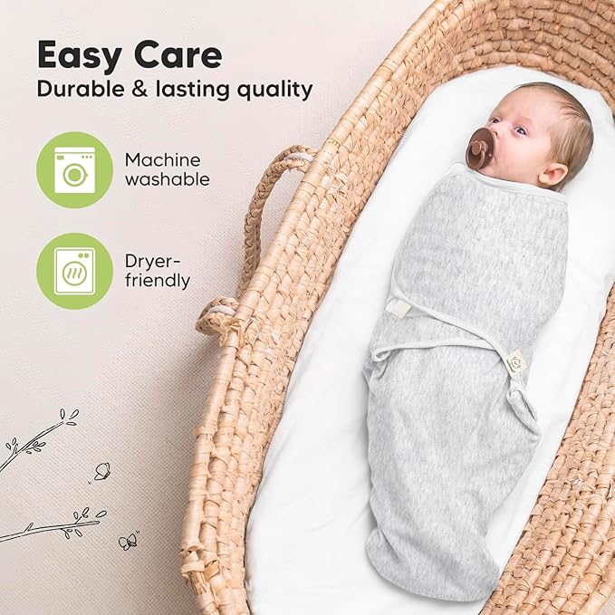 3-Pack Organic Baby Swaddle Sleep Sacks - Newborn Swaddle Sack, Ergonomic Baby Swaddles 0-6 Months, Swaddles for Newborns, Baby Sleep Sack, Baby Swaddle Blanket Wrap,Baby Essentials (Cloud Large)