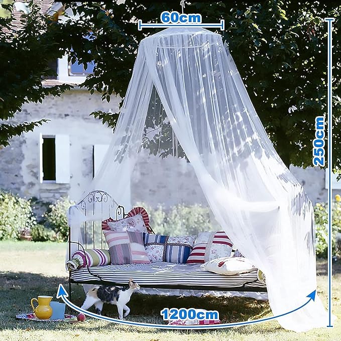 dix-rainbow Mosquito Net Bed Canopy,Elegant King/Queen Size Canopy Bed Curtains for Girls,Stylish Dome Mosquito Netting Bed Tent, Decor for Baby Cribs, Kid Beds, and Adult Beds（White）