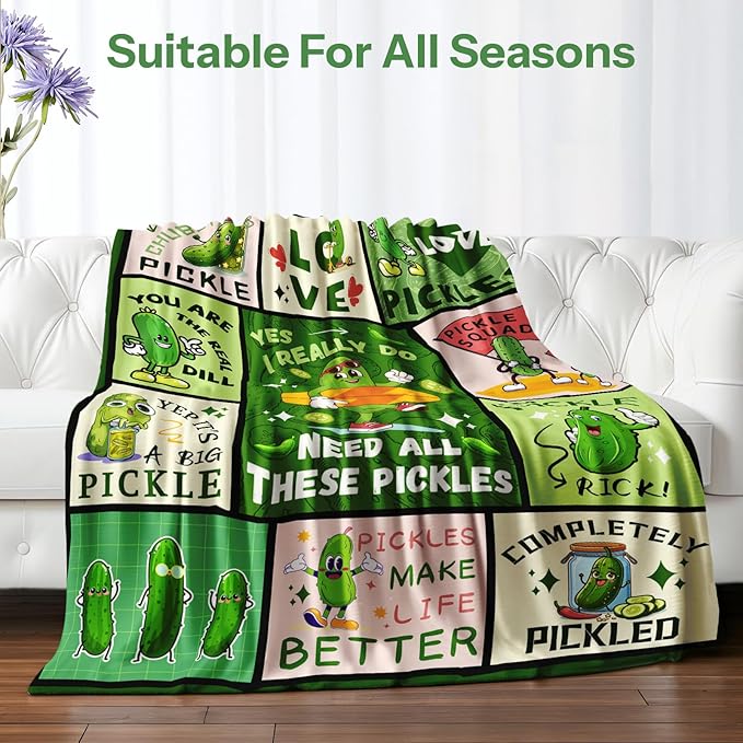Pickle Blanket for Pickle Lovers, Pickle Gifts for Pickle Lovers, Pickle Themed Gifts, Pickle Lover Gifts, Funny Pickle Gifts Blanket on Birthday Christmas 60x80 in