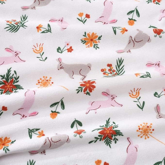 DaysU Silky Micro Soft Plush Baby Blankets for Girls with Print Rabbit Pattern and Soothing Raised Dots, Double Layer Bed Throws for Baby Crib, Rabbit, Pink, 30x40 Inches