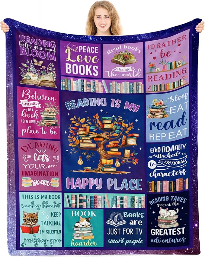 Book Lovers Gift Throw Blanket, Book Lovers Gifts Blanket, Book Reader Gifts, Blanket Gifts for Book Lovers, Gifts for Book Lovers Women on Birthday Christmas Graduation 50x60 in