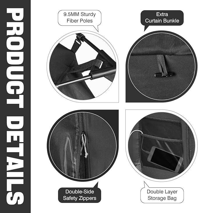 BORNA Bed Tent Bed Canopy King Size, Portable Sleeping Tents Dream Tents Indoor for Kids and Adult, Breathable 70% Blackout Big Space on Bed with Three Doors (Mattress Not Included)