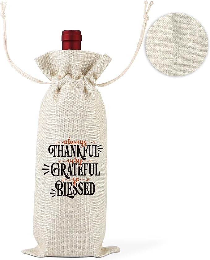 Grateful Wine Bag,Thank You Friend for the Gift,Party Thank You Favor,Family Holiday Gifts,Thank You Gifts for Colleagues,Employee,Family,Women,Social Workers,Bosses,1 Drawstring Gift Wine Bag,Q28