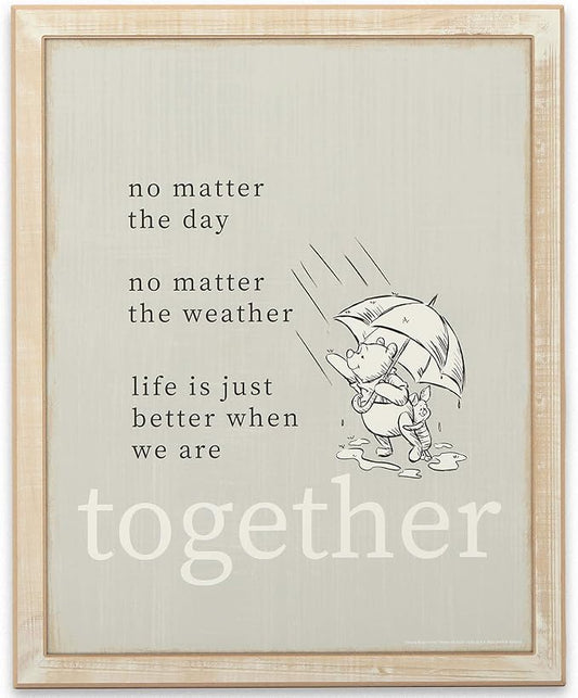Open Road Brands Disney Winnie The Pooh and Piglet Better Together Wood Wall Decor for Nursery, Bedroom or Play Room