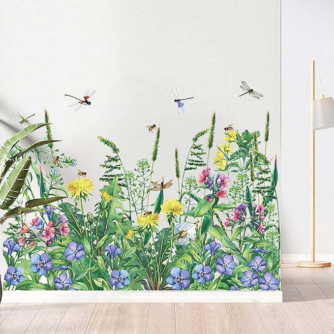 Green Plant Wall Stickers, Tropical Rainforest Monstera Leaf Decal Natural Palm Leaves Nordic Green Leaf Plants Banana Leaf Bird Wall Mural Bedroom Living Room Office Decoration Wallpaper… (plant2)