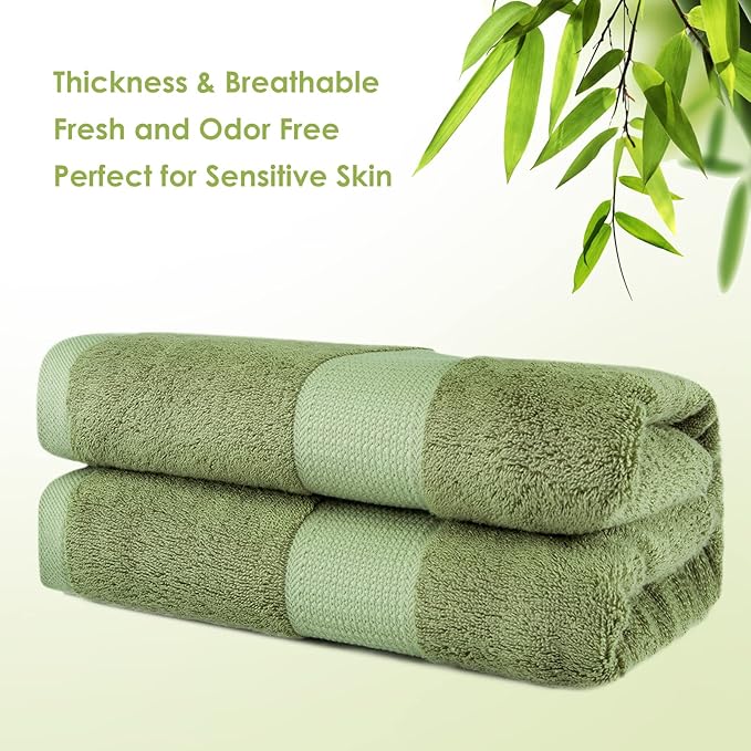Extra Large Bath Towel Sheets for Body, Sensitive Skin, Adult Kids Baby Luxury Super Soft Highly Absorbent Oversized Towels 35" x 70" 1 Pack Pine Green