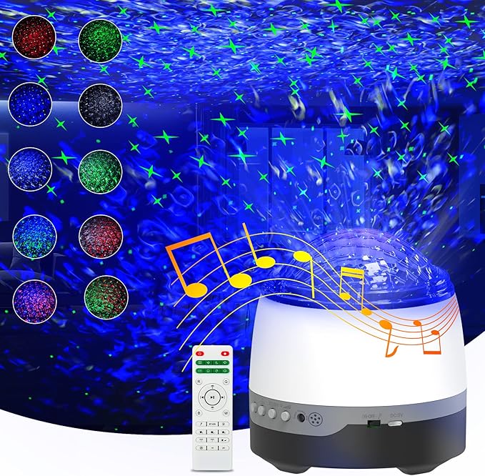 Galaxy Projector,Star Projector for Bedroom,Remote Control & White Noise Bluetooth Speaker,8 Soother Sounds,Timer,LED Night Lights for Kids Room, Adults Home Theater, Party, Living Room Decor