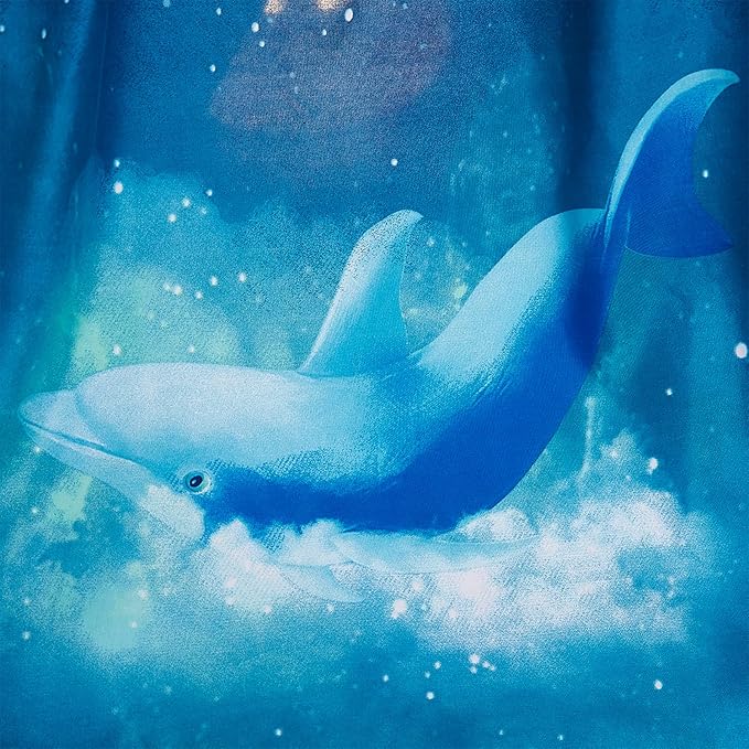 Kertnic Gorgeous Dolphin Printed Bed Canopy for Girls & Adults, Room Decorative Cozy Bed Curtain Canopy Drapes, Round Dome Luxurious Lace Princess Canopies Mosquito Netting (Dolphin)