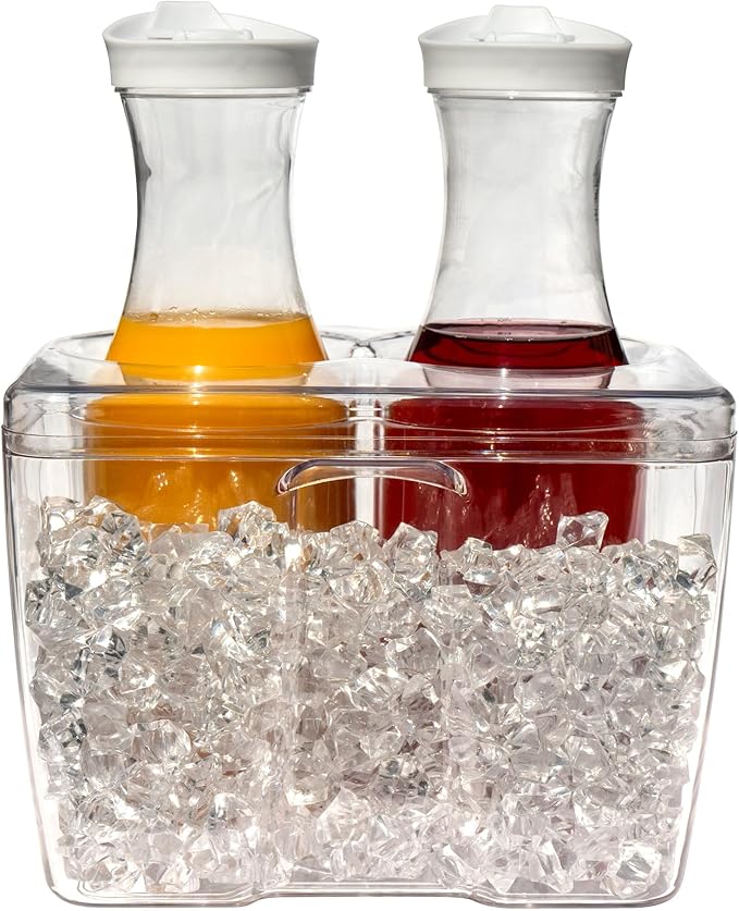 Ice Chilled Wine Bottle Server - 750ml Champagne & Wine Bottle Chiller | Elegant Shatter Resistant Cooler Bucket for Parties, Kitchens, Bars and Outdoors | Keeps Pre-Chilled Bottles Cooler Longer