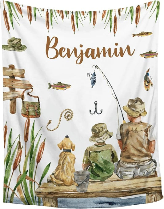 Custom Fishing Blankets and Throws,Fishing Gifts, Gifts for Fisherman,Custom Fish Blankets Fishing Gift for Man, Fish Hunter Gifts Throw Blanket, Fathers Day Fishing Gifts for Men,Teens Size-50"x60"