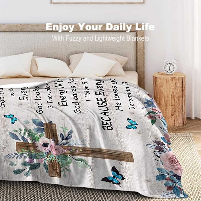Christian Gifts for Women, Scripture Blanket, Spiritual Gifts for Women, Prayer Blanket, Bible Gifts for Women, Baptism Gifts, Catholic Gifts on Birthday Christmas 50X60 in