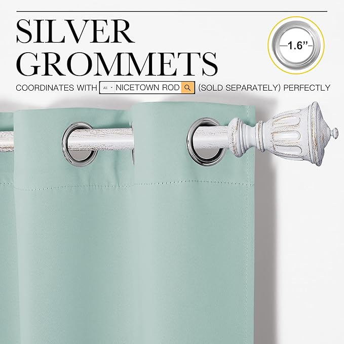 NICETOWN Aqua Blue Blackout Curtains 90" Long for Office, Dining Room, Guest Room, Sound Reducing Heat and Cold Block Curtain Panels for Modern Room Decorative (55" Wide by 90" Long, 2 Pieces)