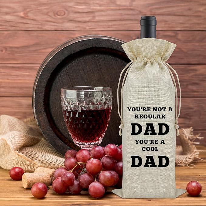 Happy Birthday Dad Gifts from Kids Wine Bag Cool Dad Gifts for Fathers Day Step Dad Gifts from Daughter Wine Bottle Decoration Bag Funny Dad Gifts from Son Wine Accessories Gifts for Wine Lovers