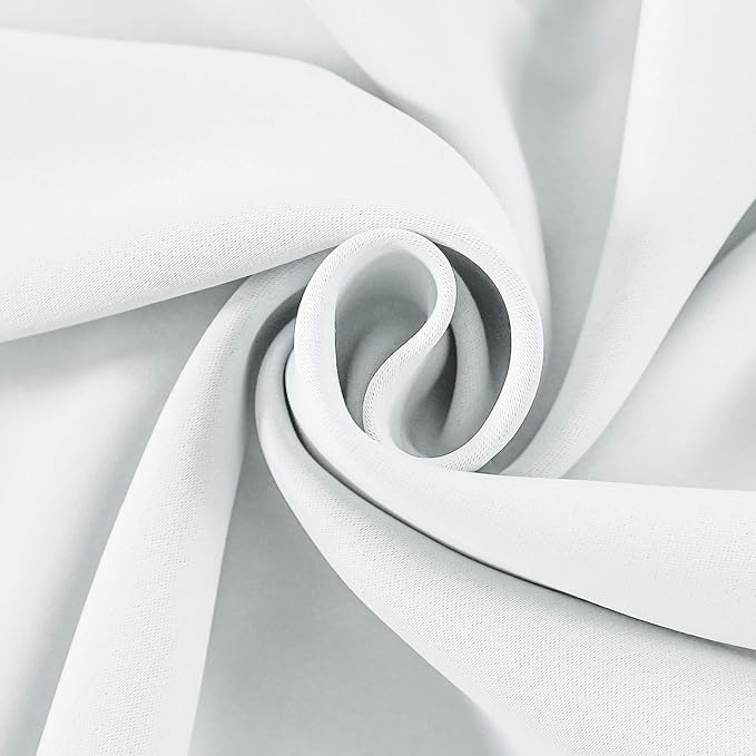 4 Panels White Valance for Windows 42x18 Inch Solid Thermal Insulated Blackout Rod Pocket Kitchen Short Curtain Toppers Valance for Bathroom Living Room