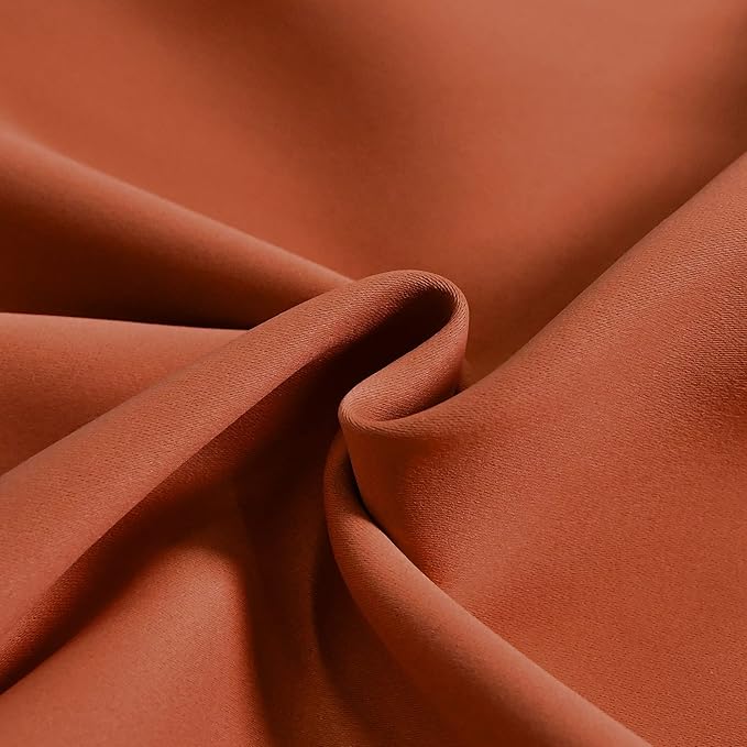 Burnt Orange Valance - Rust Valance for Windows 2 Panels 42x18 Inch Solid Blackout Rod Pocket Kitchen Short Curtain Toppers Valance for Bathroom Living Room, Terracotta